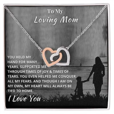To My Mom - Hold My Hand Forever - Necklace Interlocking Hearts Necklace