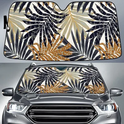 Colorful Classic Palm Leave Tropical Leave White Car Sun Shades Cover Auto Windshield PrintSyde