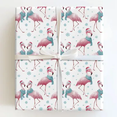 Snow Much Flamingo Fun - Gift Wrap for Christmas, Holidays Wrapping Paper, Christmas Wrapping Paper
