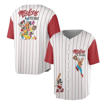 Mickey & Friends Baseball Jersey, Disney Baseball Team Baseball Jersey, Vintage Mickey Mouse Jersey, Cartoon Sportswear Gift