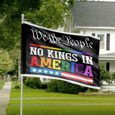 House Flag Pride American Flag We The People Rainbow No Kings In America Lgbtq+ Decor Horizontal House Flag