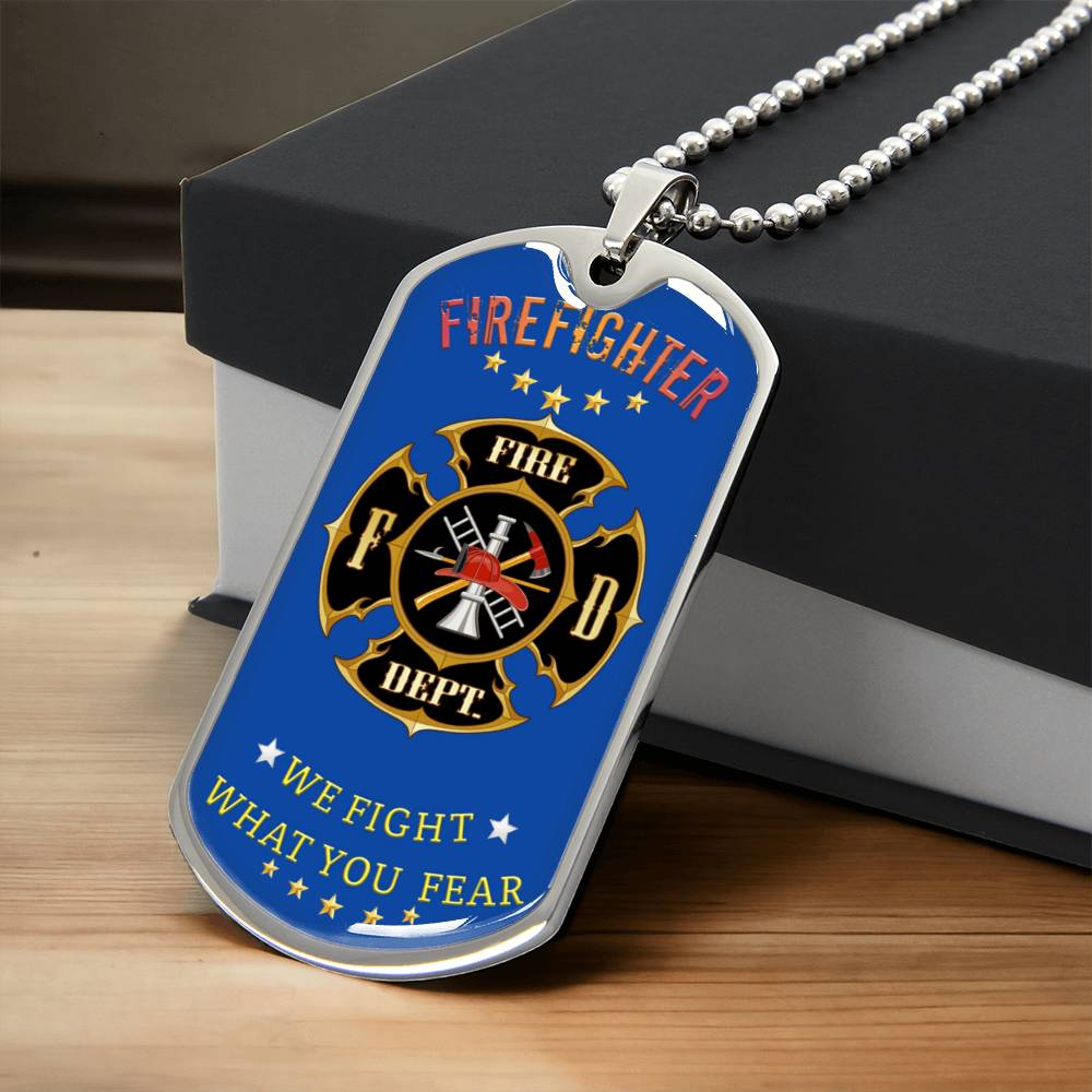 Firefighter Dog Tag - Army Tag Necklace, Dog Tag