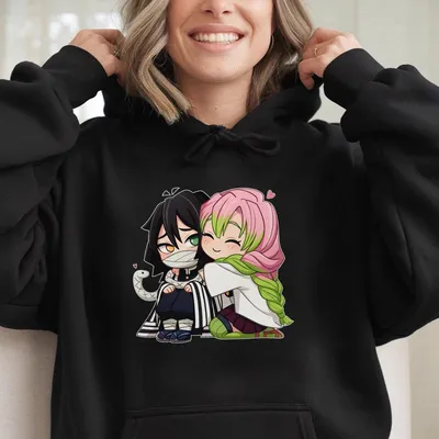 Funny Kanroji Mitsuri, Iguro Obanai Hoodie Hoodie , Couple Loose Hoodie, Demon Slayer Anime Hoodie, Gift For Fan , Unisex Hoodie Hoodie