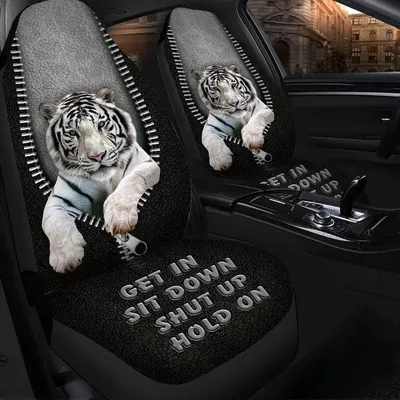 White Tiger Front Carseat Cover Get In Hold On Car Seat Cover