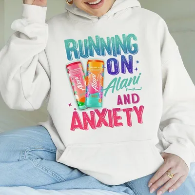 Running On Aiani And Anxiety Hoodie,Mothers Day Gift,Graphic Round Neck Hoodie,Daily Casual Womenswear