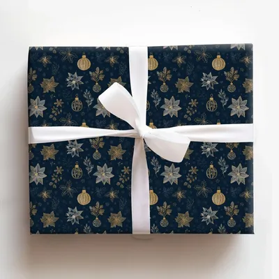 Poinsetta Sketch - Gift Wrap for Christmas, Holidays Wrapping Paper, Christmas Wrapping Paper