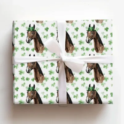 Leprechaun Thoroughbred - Gift Wrap for Christmas, Holidays Wrapping Paper, Christmas Wrapping Paper