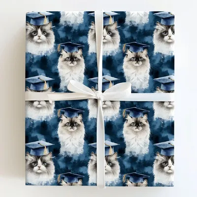 Persian Longhair Graduate - Gift Wrap for Christmas, Holidays Wrapping Paper, Christmas Wrapping Paper