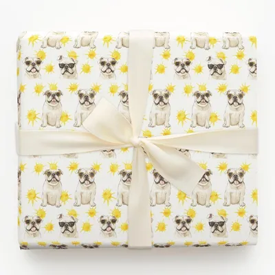 Sunny Day with the Bulldogs - Gift Wrap for Christmas, Holidays Wrapping Paper, Christmas Wrapping Paper
