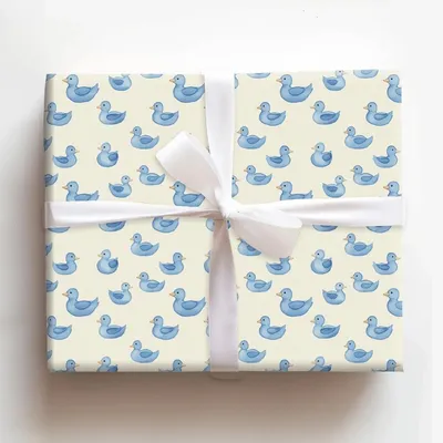 Beak a Boo Blue - Gift Wrap for Christmas, Holidays Wrapping Paper, Christmas Wrapping Paper