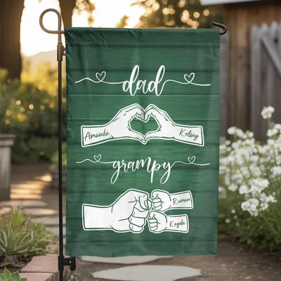 Father'S Day Gift Garden Flag, Custom Grampy Dad House Flag, Grandparent Family Love Yard Banner Vertical Garden Flag