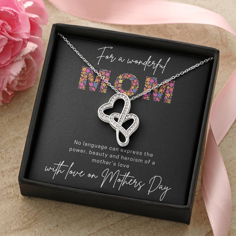 For A Wonderful Mom Mother's Day Gift Double Hearts Necklace