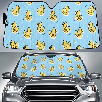 Quack Quack Yellow Duck At Lake Blue Car Sun Shades Cover Auto Windshield PrintSyde