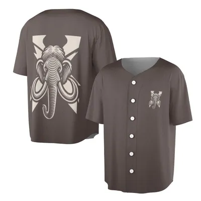 Baseball Jersey, Vintage Elephant Head Graphic, Majestic Animal Design, Brown Beige  Baseball Jersey