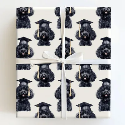 Black Poodle Graduate - Gift Wrap for Christmas, Holidays Wrapping Paper, Christmas Wrapping Paper