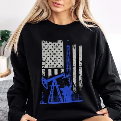 Oilfield Worker Sweatshirt, Menswear Streetwear Sweatshirt Casual Regular Fit Graphic All Seasons Machine Washable Sweatshirt