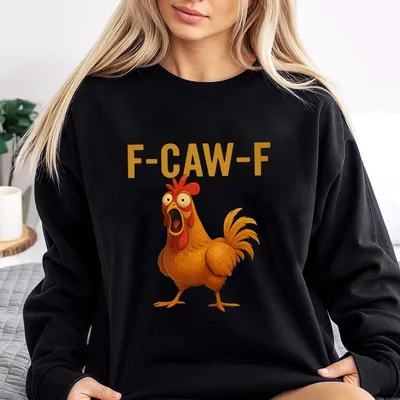 Women'S Funny Chicken Graphic Sweatshirt F Caw F Chicken Design Loose Fit Round Neck Soft Stretchy Breathable