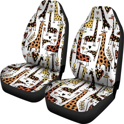 Cartoon Giraffe Pattern Print Universal Fit Car Seat Covers