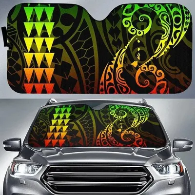 Colorful Kakau Polynesia Hawaii Printed Car Sun Shade Cover Auto Windshields PrintSyde
