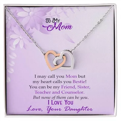 Bestie Mom Two Hearts Necklace Interlocking Hearts Necklace