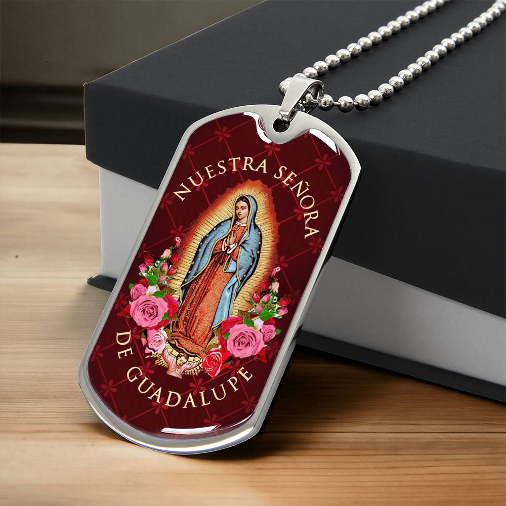 Nuestra Señora De Guadalupe Luxury Dog Tag Necklace - Army Tag Necklace, Dog Tag