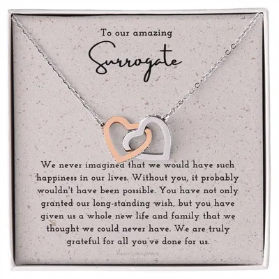 Surrogate Appreciation Gift Surrogate Gift Surrogate Gift With Message Card Surrogate Transfer Day Thank You Gift Interlocking Hearts Necklace