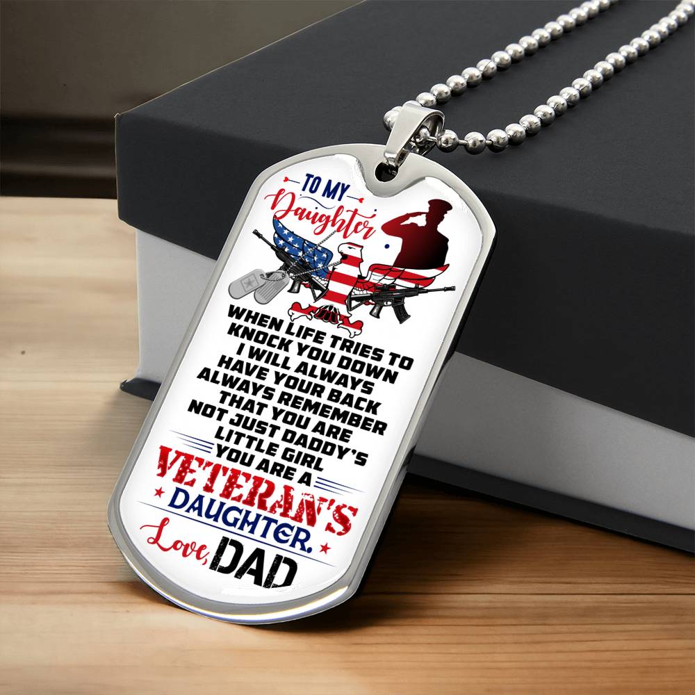 Veteran's Daughter - Christmas Gift From Dad - Army Tag Necklace, Dog Tag
