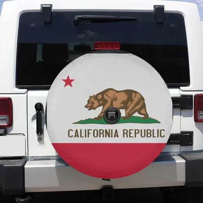 Spare Tire California Republic State Cover With Backup Camera Hole Option, Camping Gift Spare Tire Cover