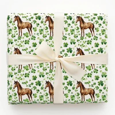 Shamrocks with the Tennessee Walking Horse - Gift Wrap for Christmas, Holidays Wrapping Paper, Christmas Wrapping Paper