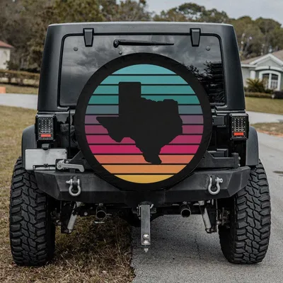 Texas State Outline Spare Tire Cover, Western Country Style Wheel Cover With Backup Camera Hole, Southern Pride Car Accessory For Women Spare Tire Cover