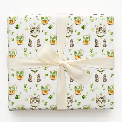 Brews with the Domestic Shorthair - Gift Wrap for Christmas, Holidays Wrapping Paper, Christmas Wrapping Paper