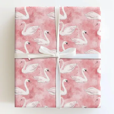 Love Struck Swans - Gift Wrap for Christmas, Holidays Wrapping Paper, Christmas Wrapping Paper