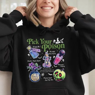 Pick Your Poison Hoodie, Princess Halloween Hoodie, Kuzco Poison Apple Hoodie, Spooky Season, Villain Cartoon