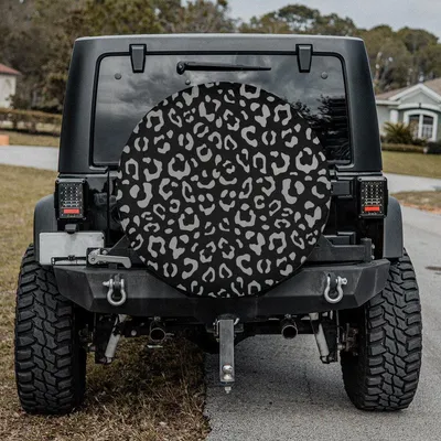 Spare Tire Cover With Gray Leopard Pattern, Backup Camera Hole, Cheetah Tire Cover For Jeep For Bronco, Leopard Tire Cover Spare Tire Cover