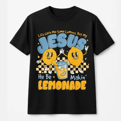 Youth Jesus Lemonade T-Shirt, Life Gave Me Lemons He Be Makin’ Lemonade T-Shirt, Inspirational Christian T-Shirt For Youth, Faith Gift