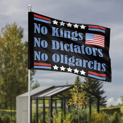 No Kings No Dictators No Oligarchs Garden Flag, Anti-Authoritarian Political Statement Yard Decor, American Republicanism Freedom Banner Horizontal Garden Flag