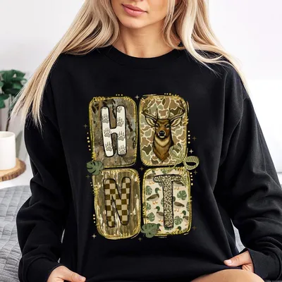 Camouflage Hunting Season Coquette Sweatshirt, Camo Patchwork Preppy Deer Hunting Sweatshirt, Girl Fall Camo Bow Sweatshirt Gift