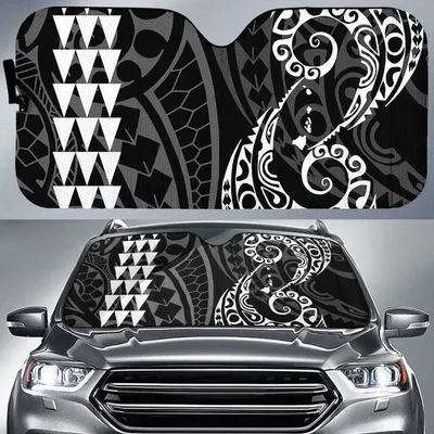 White Kakau Polynesia Hawaii Printed Car Sun Shade Cover Auto Windshields PrintSyde