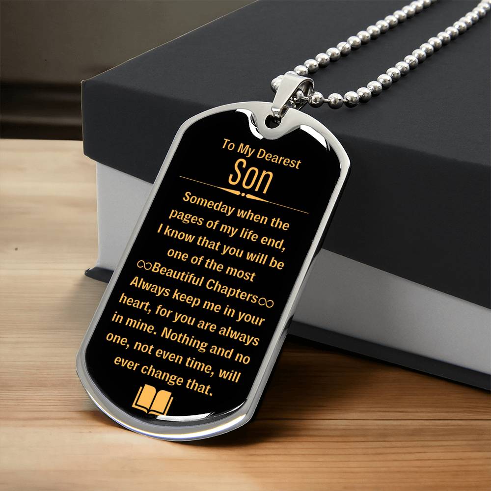 Son, Most Beautiful Chapters - Army Tag Necklace, Dog Tag