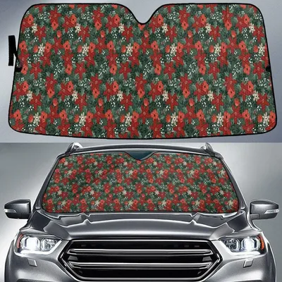 Red Roses And Hibiscus Flower Car Sun Shades Cover Auto Windshield PrintSyde