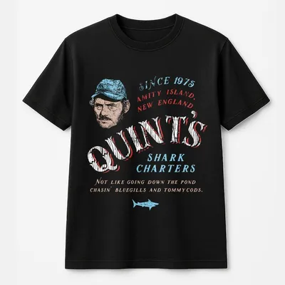 Quints Shark Charters T-Shirt Jaws Amity Island Parody