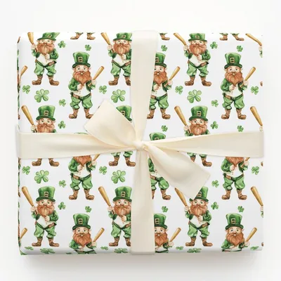 Shamrock Slugger - Gift Wrap for Christmas, Holidays Wrapping Paper, Christmas Wrapping Paper