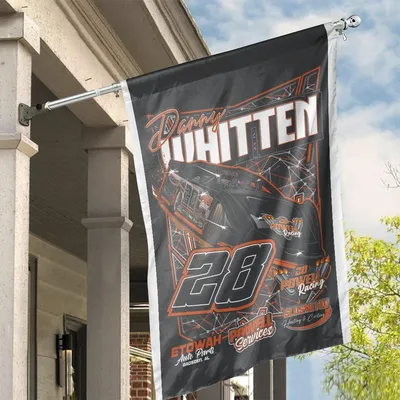 Danny Whitten House Flag, Dirt Track Race Car Design, Number 28 And Sponsor Graphics, Bold Racing Banner Vertical House Flag