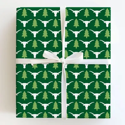 Longhorn Holiday Pines - Gift Wrap for Christmas, Holidays Wrapping Paper, Christmas Wrapping Paper