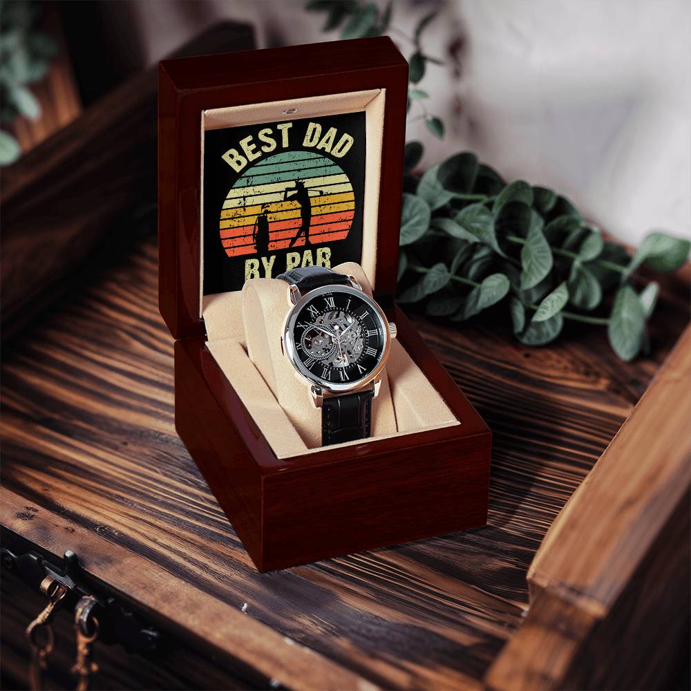 Best Dad By Par - Fathers Day Golf Gifts - Watch Gift For Men - Openwork Watch