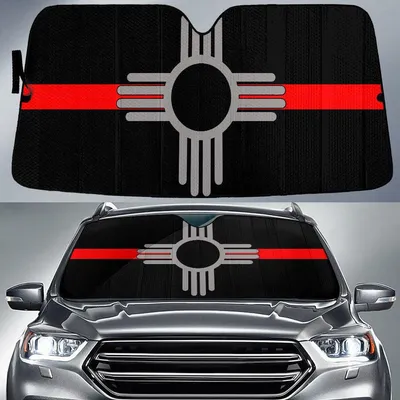 New Mexico State Subdued Flag Grey And Red Printed Car Sun Shades Cover Auto Windshield PrintSyde