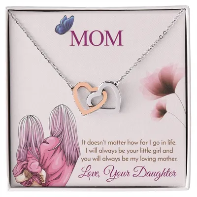 Mom - I Will Always Be Your Little Girl Interlocking Heart Necklace Interlocking Hearts Necklace