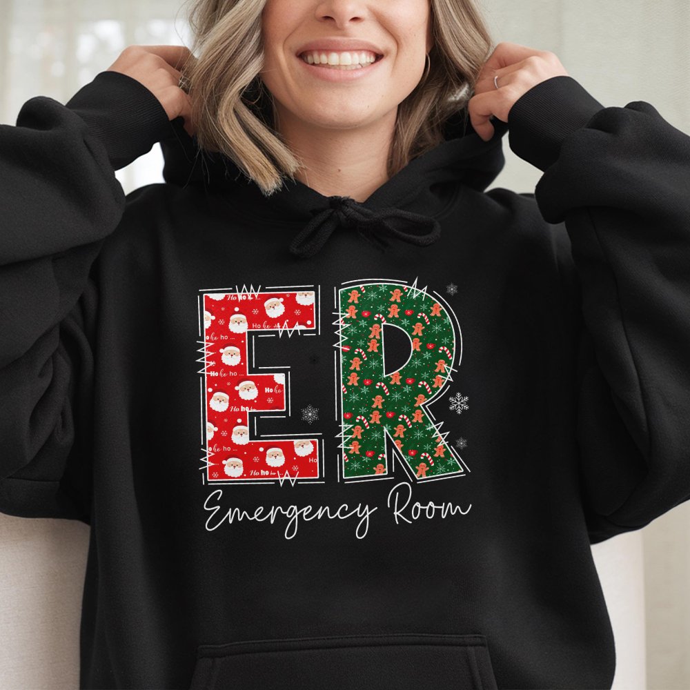 Christmas Nurse Hoodie Emergency Nurse Christmas Gift Emergency Room Xmas Gift Hoodie