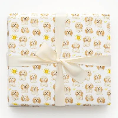 Sunny Day with the Cavapoos - Gift Wrap for Christmas, Holidays Wrapping Paper, Christmas Wrapping Paper