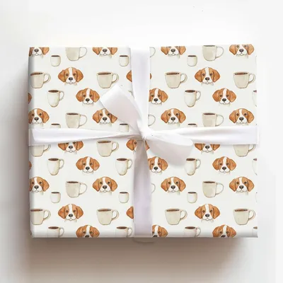 Coffee Day with the Beagle - Gift Wrap for Christmas, Holidays Wrapping Paper, Christmas Wrapping Paper